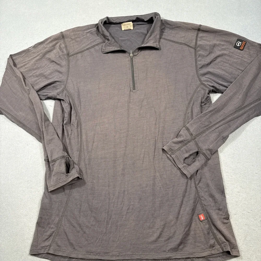North Face Shirt Men L GRY 1/4 THUMBHOLES Performance Activewear Hiking REPAIR